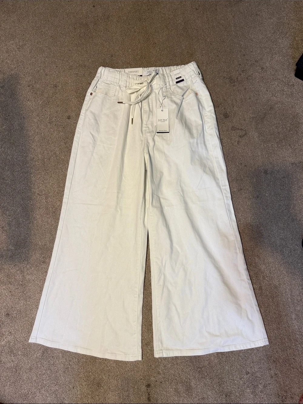 Judy Blue White High Waist Wide Palazzo Jeans Size 5/27 X Short - Picture 3 of 7